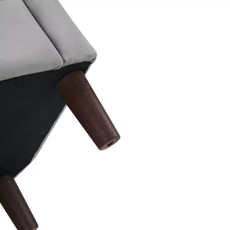 Fauteuil d'appoint moderne en velours gris avec ottoman, dossier en U et assise rembourrée de 10 cm d'épaisseur