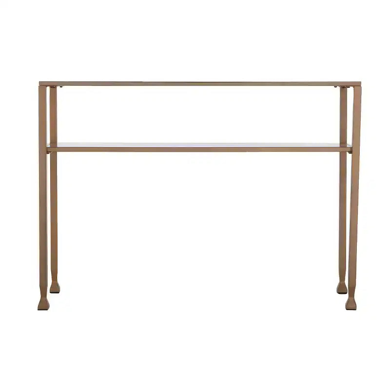 Console en métal doré et verre
