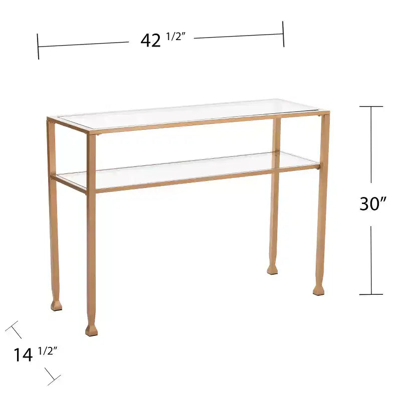 Console en métal doré et verre