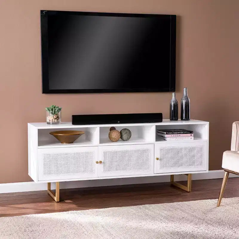 Meuble TV avec rangement - Blanc