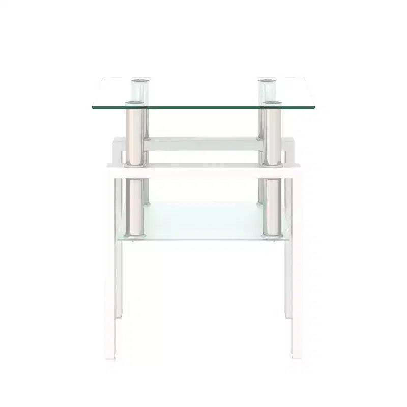 Table basse d'appoint carrée en verre trempé, 45 x 45 cm, cadre en métal noir
