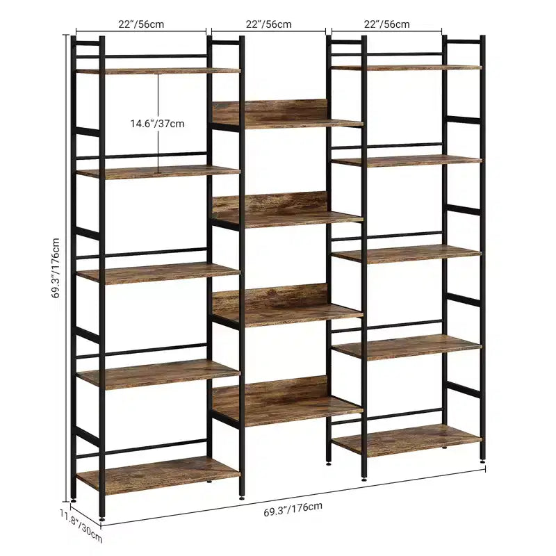 Étagère à 5 niveaux, étagère de rangement vintage avec étagères ouvertes, cadre en métal, étagère de rangement autoportante, pour salon, maison, bureau