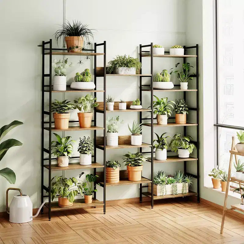 Étagère à 5 niveaux, étagère de rangement vintage avec étagères ouvertes, cadre en métal, étagère de rangement autoportante, pour salon, maison, bureau