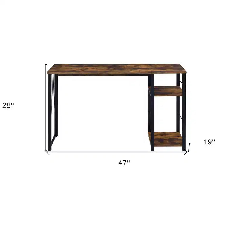 Bureau de travail marron et noir de 119 cm