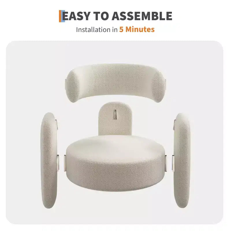 Fauteuil d'appoint baril surdimensionné en chenille, fauteuil rond du milieu du siècle avec dossier ouvert, canapé simple