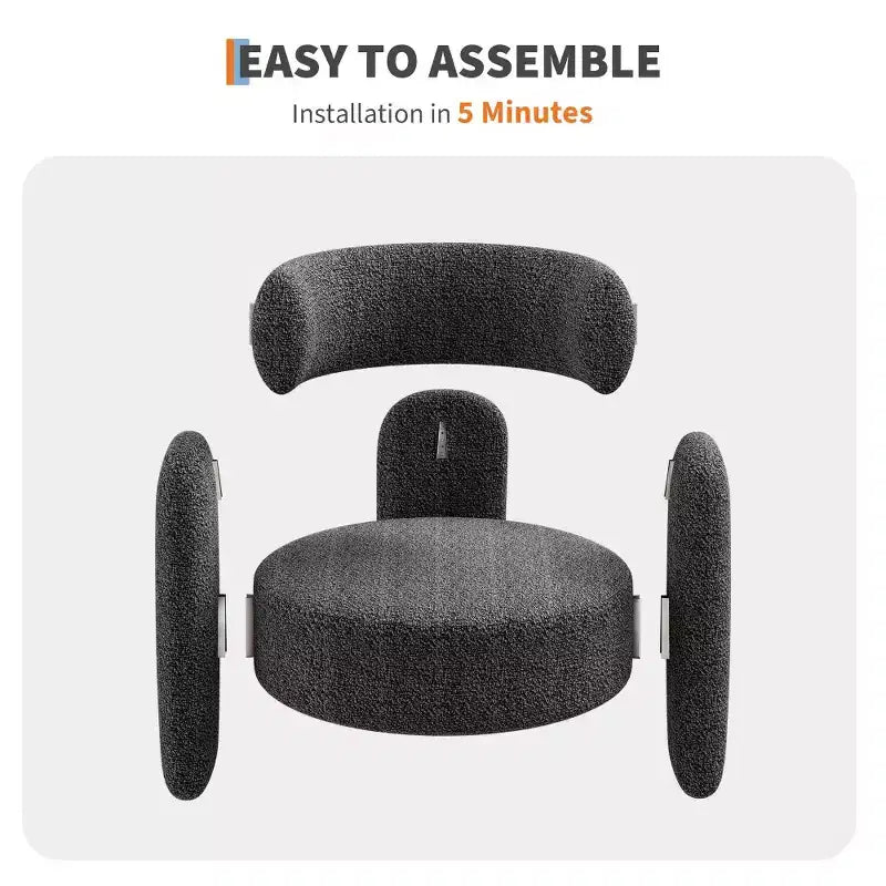 Fauteuil d'appoint baril surdimensionné en chenille, fauteuil rond du milieu du siècle avec dossier ouvert, canapé simple