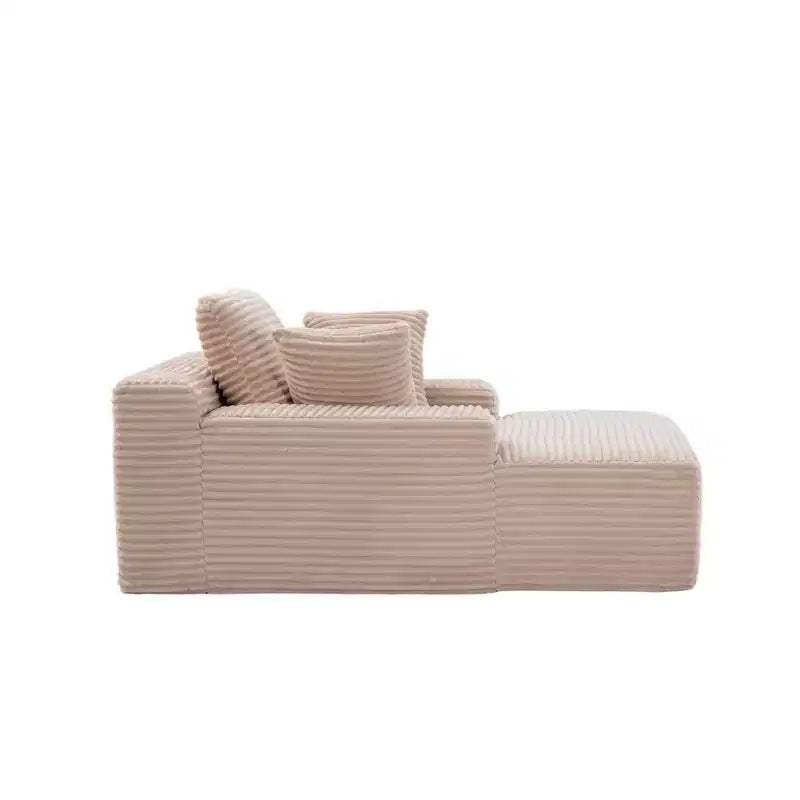 Canapé convertible en velours côtelé avec oreillers décoratifs, aucun assemblage requis