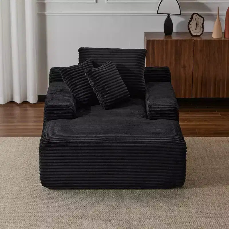Canapé convertible en velours côtelé avec oreillers décoratifs, aucun assemblage requis