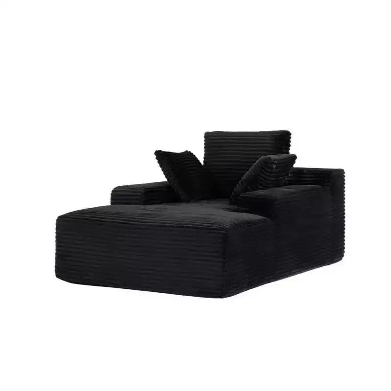 Canapé convertible en velours côtelé avec oreillers décoratifs, aucun assemblage requis