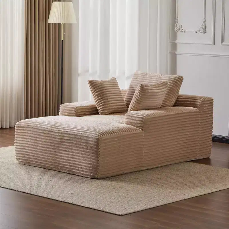 Canapé convertible en velours côtelé avec oreillers décoratifs, aucun assemblage requis
