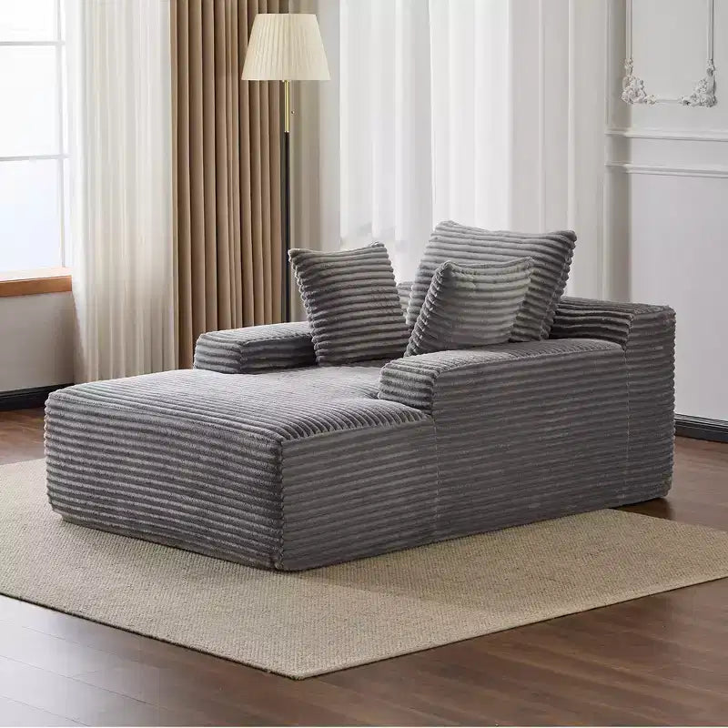 Canapé convertible en velours côtelé avec oreillers décoratifs, aucun assemblage requis