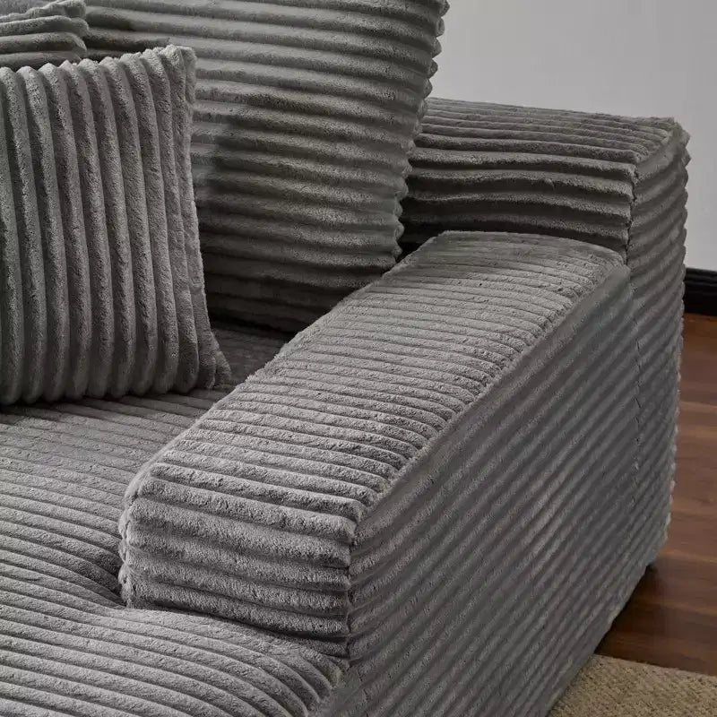 Canapé convertible en velours côtelé avec oreillers décoratifs, aucun assemblage requis