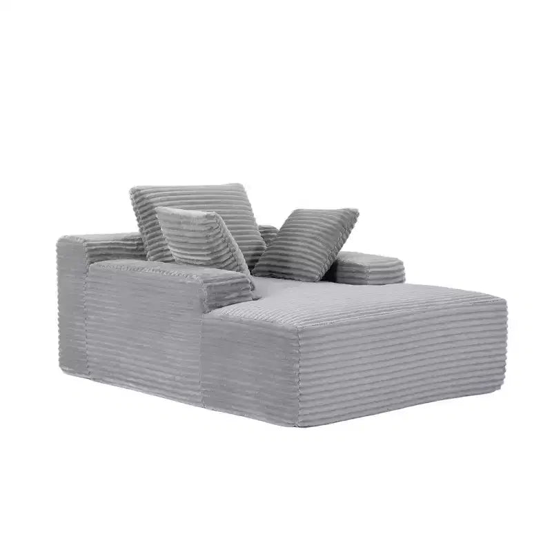 Canapé convertible en velours côtelé avec oreillers décoratifs, aucun assemblage requis