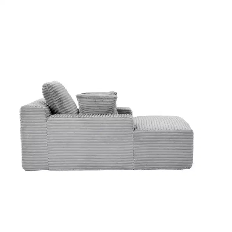 Canapé convertible en velours côtelé avec oreillers décoratifs, aucun assemblage requis
