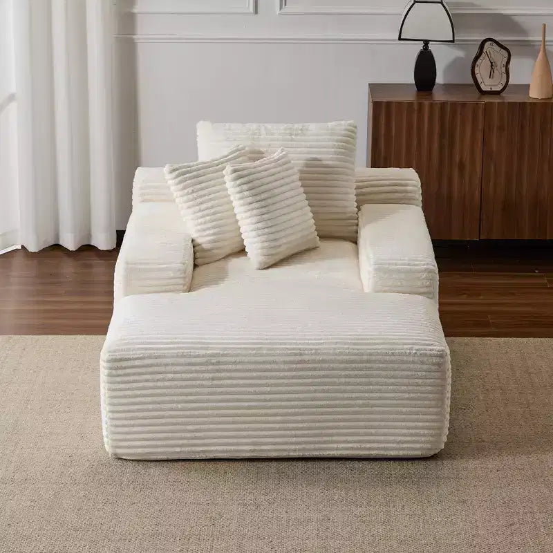 Canapé convertible en velours côtelé avec oreillers décoratifs, aucun assemblage requis