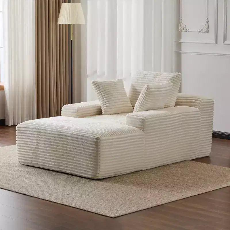 Canapé convertible en velours côtelé avec oreillers décoratifs, aucun assemblage requis