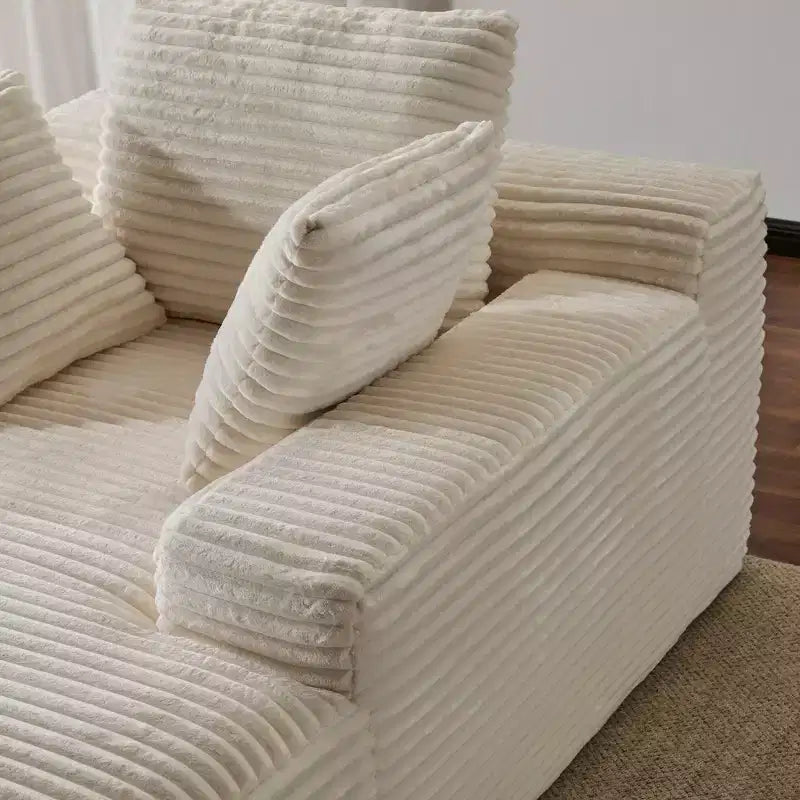 Canapé convertible en velours côtelé avec oreillers décoratifs, aucun assemblage requis