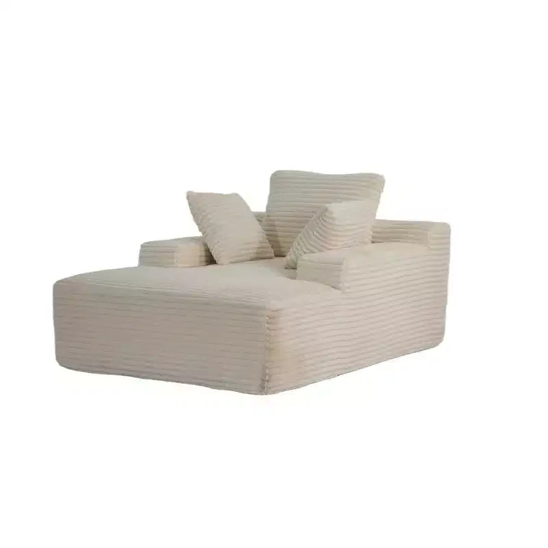 Canapé convertible en velours côtelé avec oreillers décoratifs, aucun assemblage requis