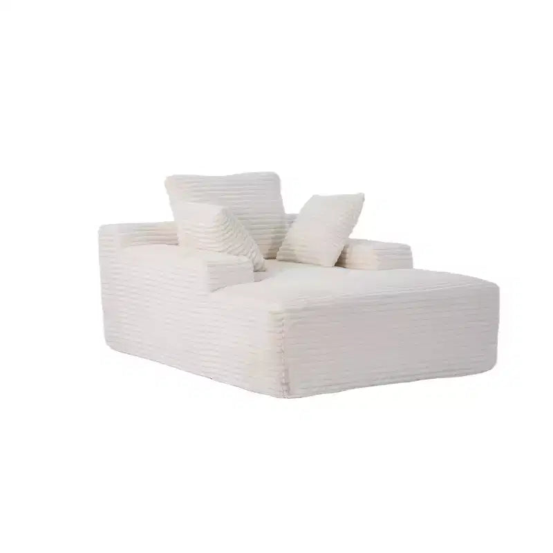 Canapé convertible en velours côtelé avec oreillers décoratifs, aucun assemblage requis