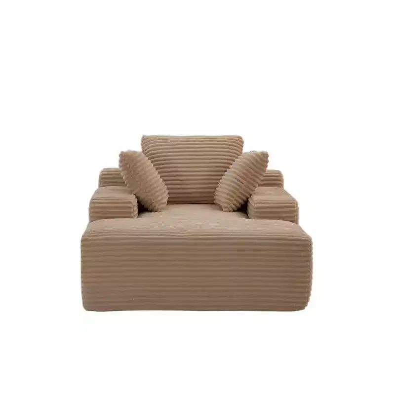 Canapé convertible en velours côtelé avec oreillers décoratifs, aucun assemblage requis