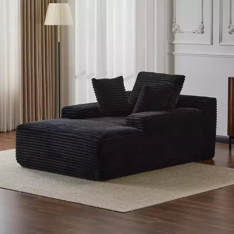 Canapé convertible en velours côtelé avec oreillers décoratifs, aucun assemblage requis