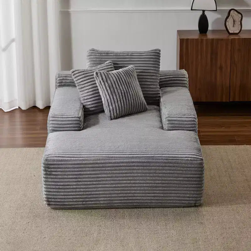Canapé convertible en velours côtelé avec oreillers décoratifs, aucun assemblage requis