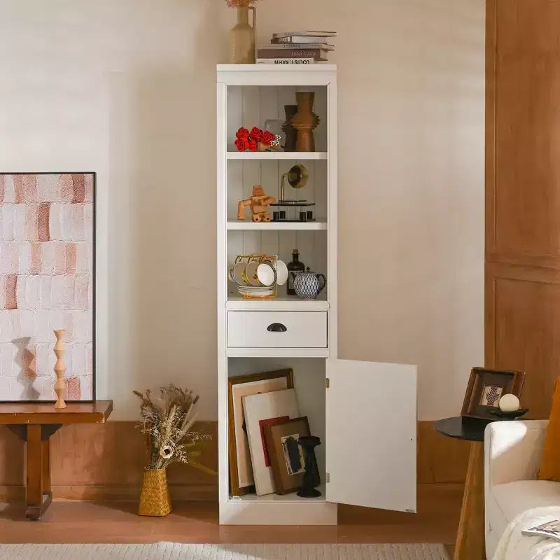 Bibliothèque sur pied de 75 po, étagère en bois à 5 niveaux avec étagères ouvertes et armoire, garde-manger organisateur en bois, meuble de rangement d'exposition pour le bureau