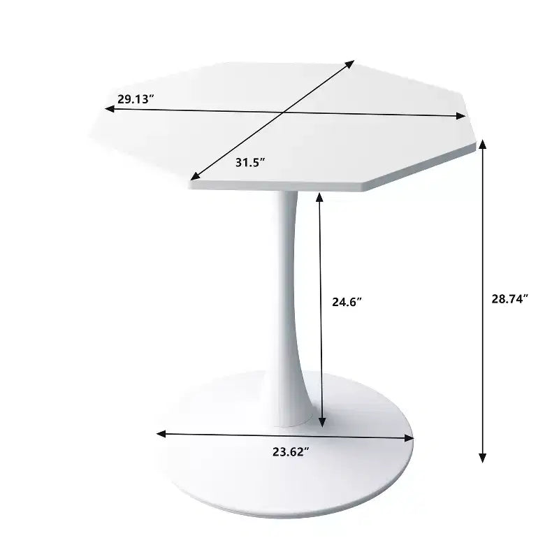 Table basse octogonale avec piètement en métal et plateau en MDF effet marbre, blanc
