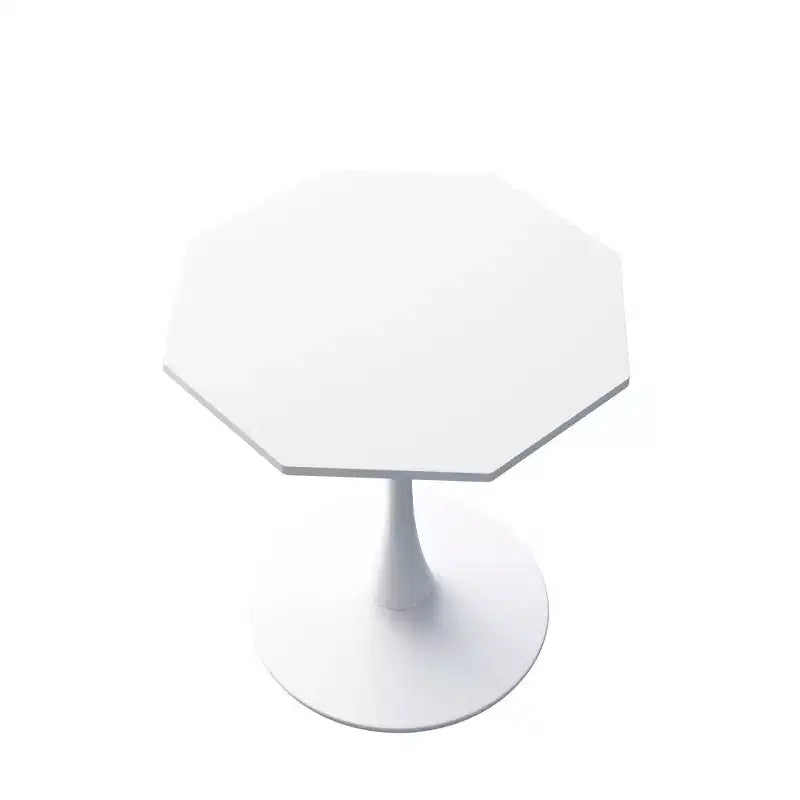Table basse octogonale avec piètement en métal et plateau en MDF effet marbre, blanc