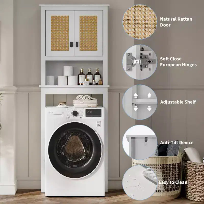 Meuble de rangement pour toilettes, organiseur de salle de bain de style ferme au-dessus des toilettes, meuble de rangement pour toilettes en bois autoportant avec étagère réglable, pour salle de bain