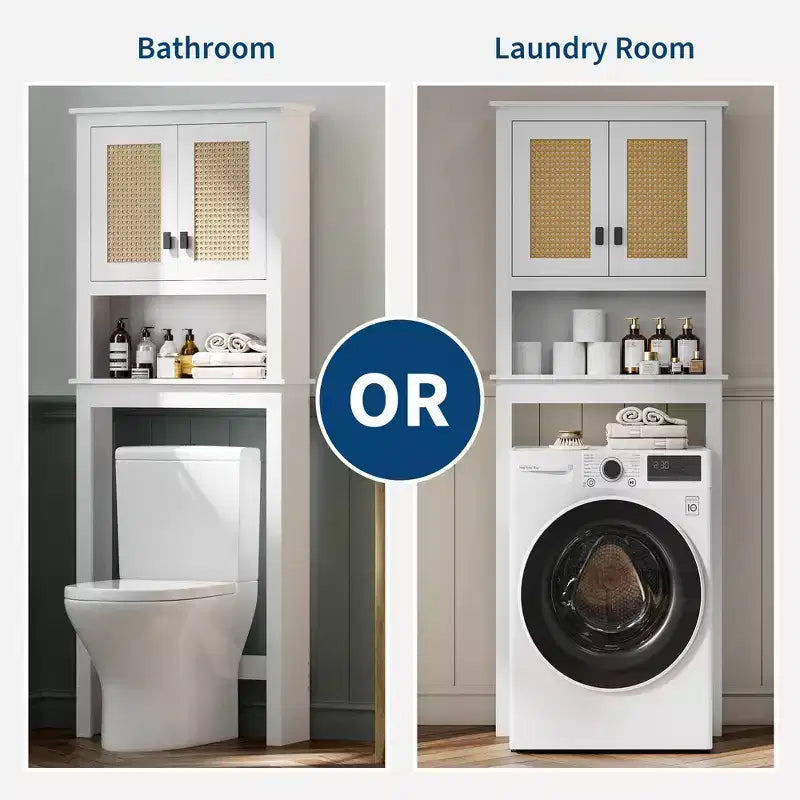 Meuble de rangement pour toilettes, organiseur de salle de bain de style ferme au-dessus des toilettes, meuble de rangement pour toilettes en bois autoportant avec étagère réglable, pour salle de bain