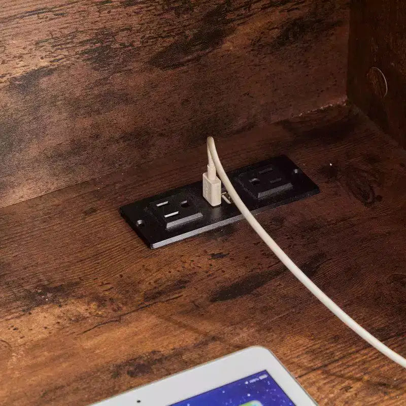Bureau rustique avec classeur intégré et huche de rangement, tiroir verrouillable, bureau d'ordinateur