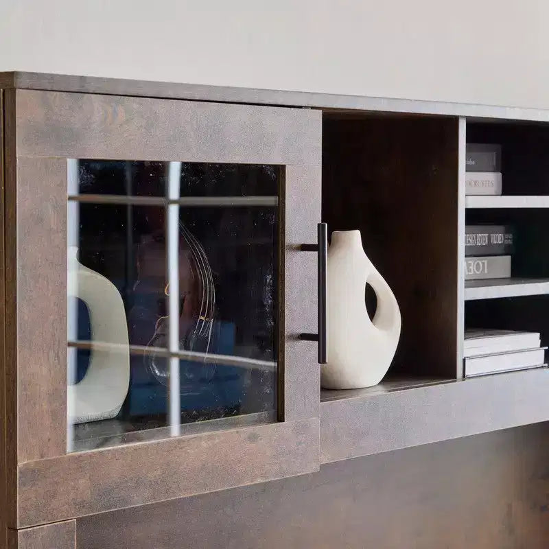 Bureau rustique avec classeur intégré et huche de rangement, tiroir verrouillable, bureau d'ordinateur