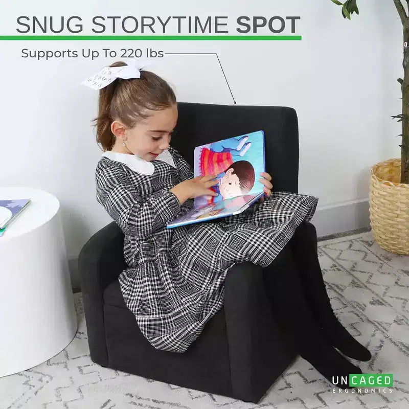 Canapé pour enfants avec coffre de rangement pour jouets, pour garçons et filles, noir