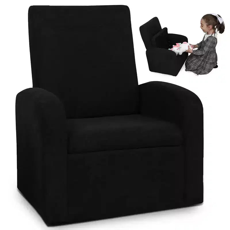 Canapé pour enfants avec coffre de rangement pour jouets, pour garçons et filles, noir
