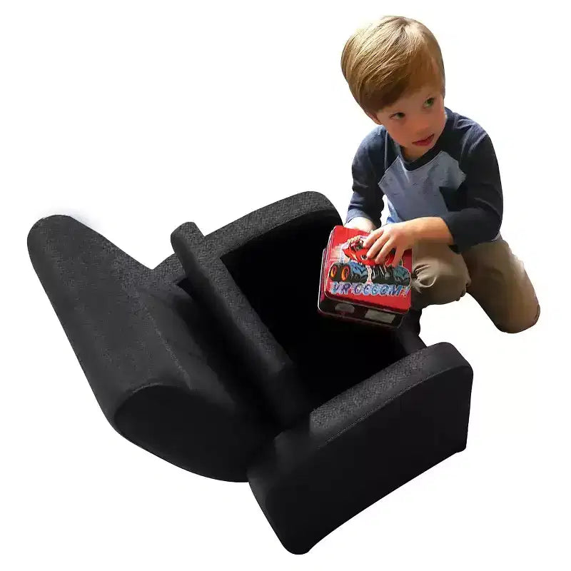 Canapé pour enfants avec coffre de rangement pour jouets, pour garçons et filles, noir
