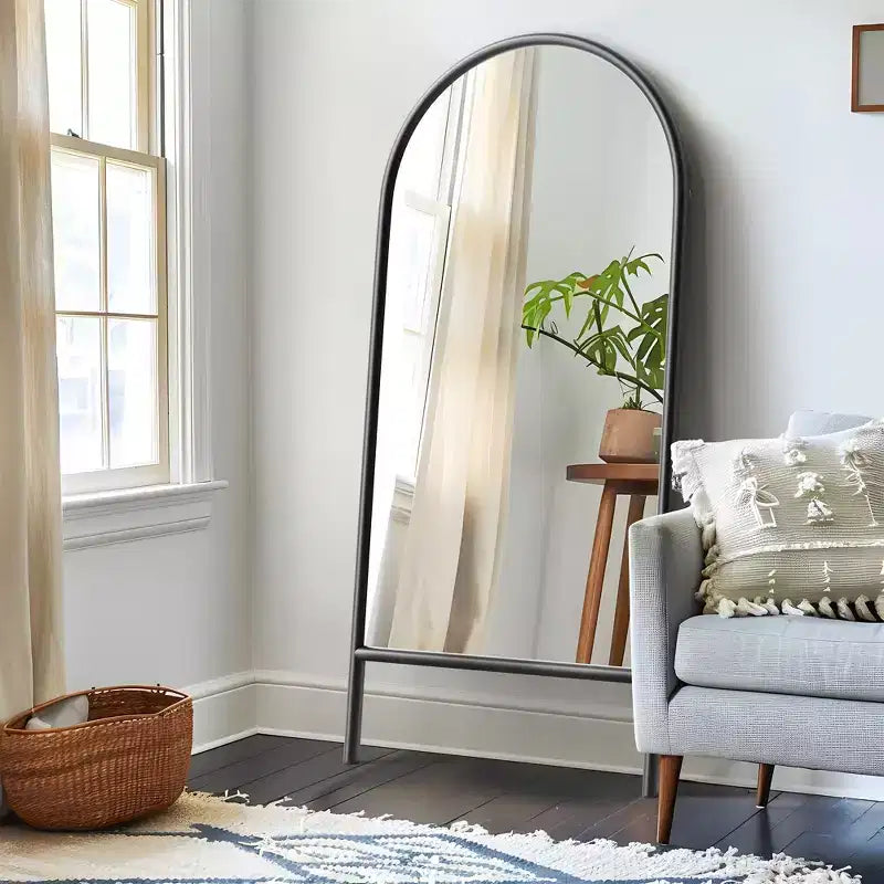Miroir rectangulaire psyché en bois massif marron 71x31 pouces (sans support)