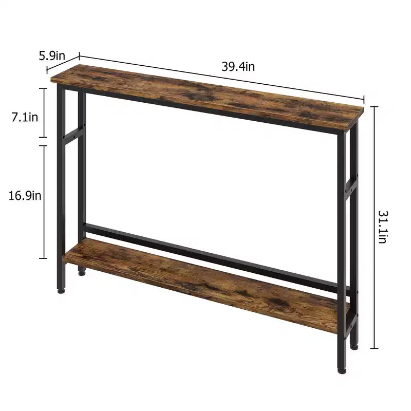 Console étroite pour entrée - Table d'appoint étroite à 2 niveaux pour couloir et salon