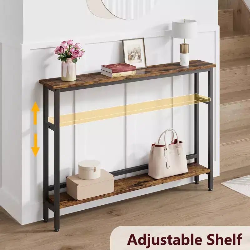 Console étroite pour entrée - Table d'appoint étroite à 2 niveaux pour couloir et salon