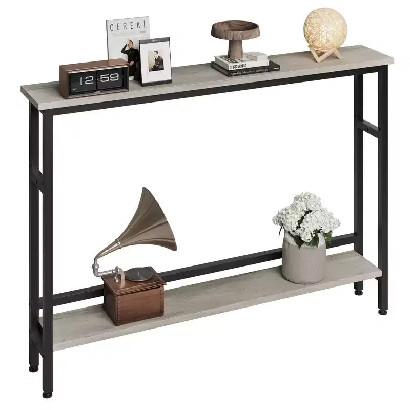Console étroite pour entrée - Table d'appoint étroite à 2 niveaux pour couloir et salon