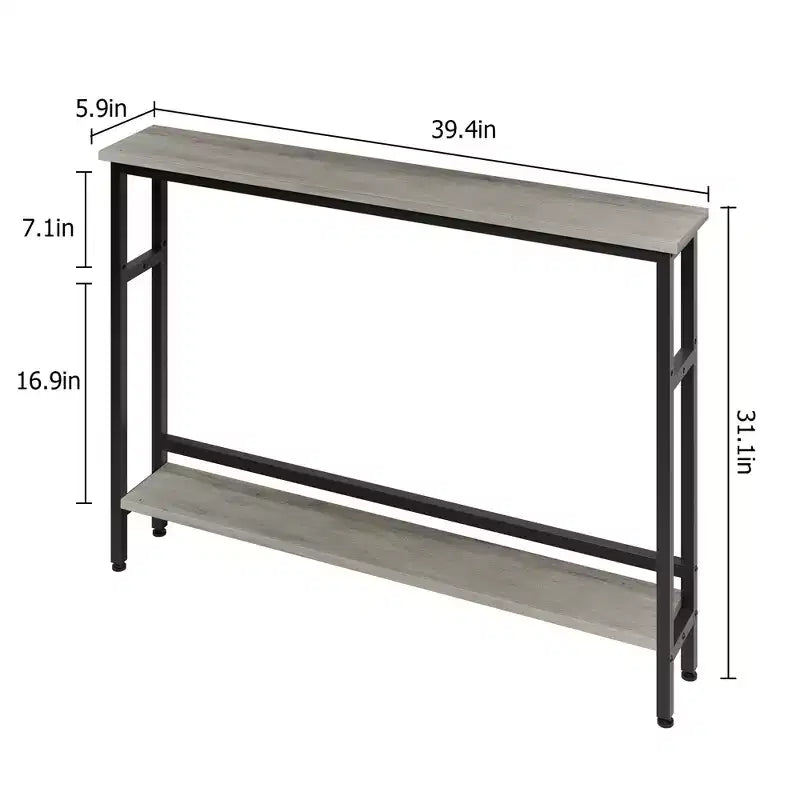Console étroite pour entrée - Table d'appoint étroite à 2 niveaux pour couloir et salon