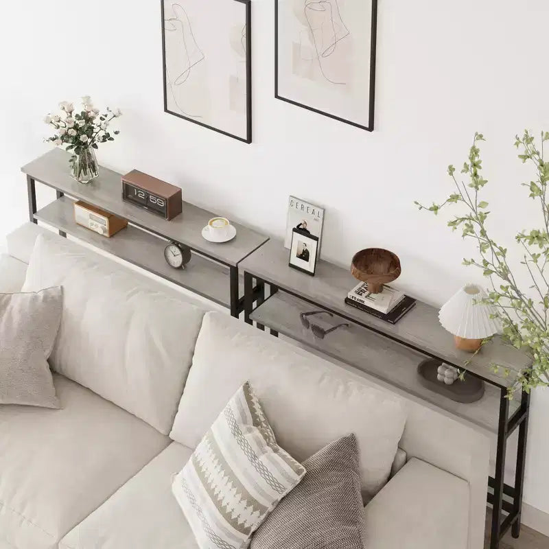 Console étroite pour entrée - Table d'appoint étroite à 2 niveaux pour couloir et salon