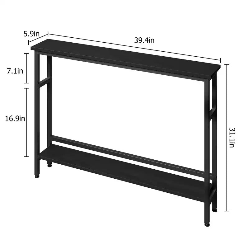Console étroite pour entrée - Table d'appoint étroite à 2 niveaux pour couloir et salon