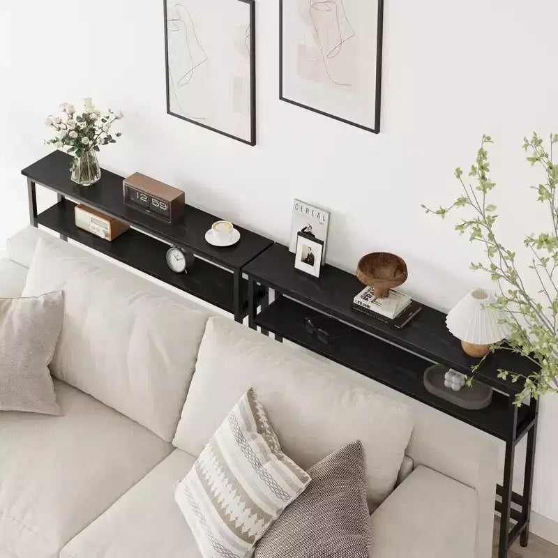 Console étroite pour entrée - Table d'appoint étroite à 2 niveaux pour couloir et salon