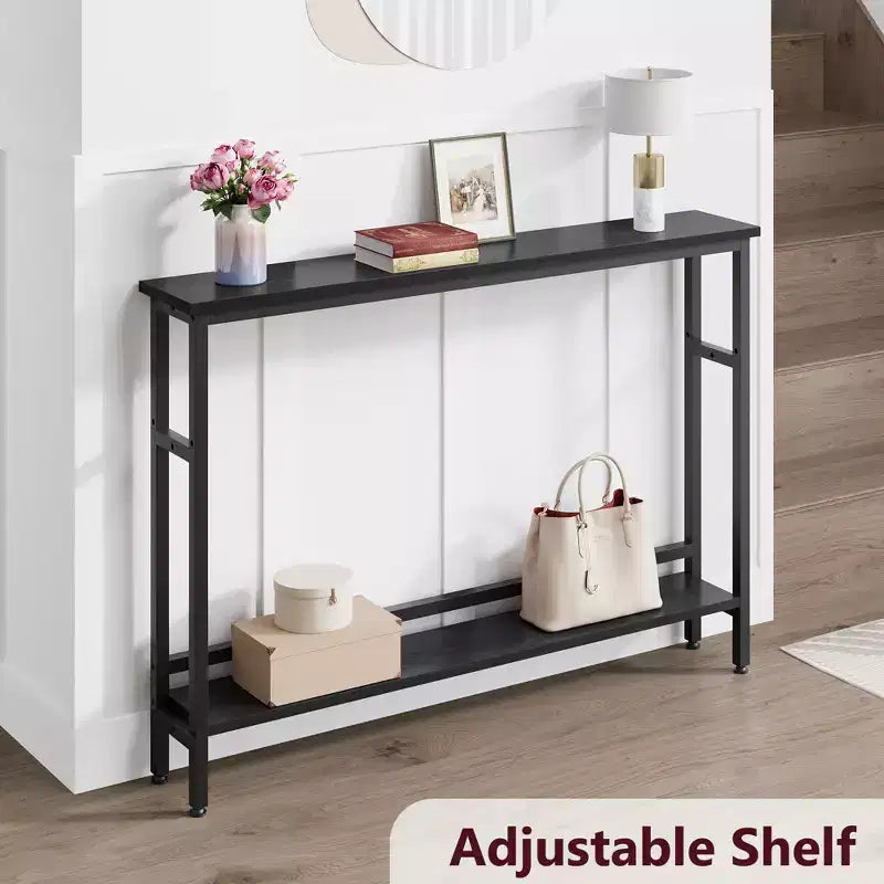Console étroite pour entrée - Table d'appoint étroite à 2 niveaux pour couloir et salon