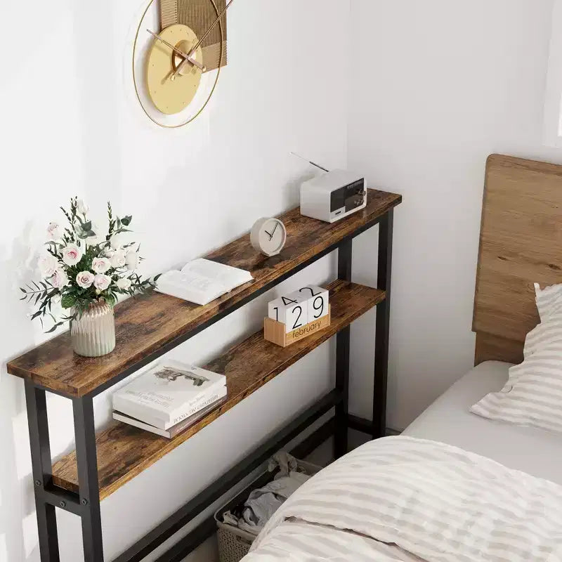 Console étroite pour entrée - Table d'appoint étroite à 2 niveaux pour couloir et salon