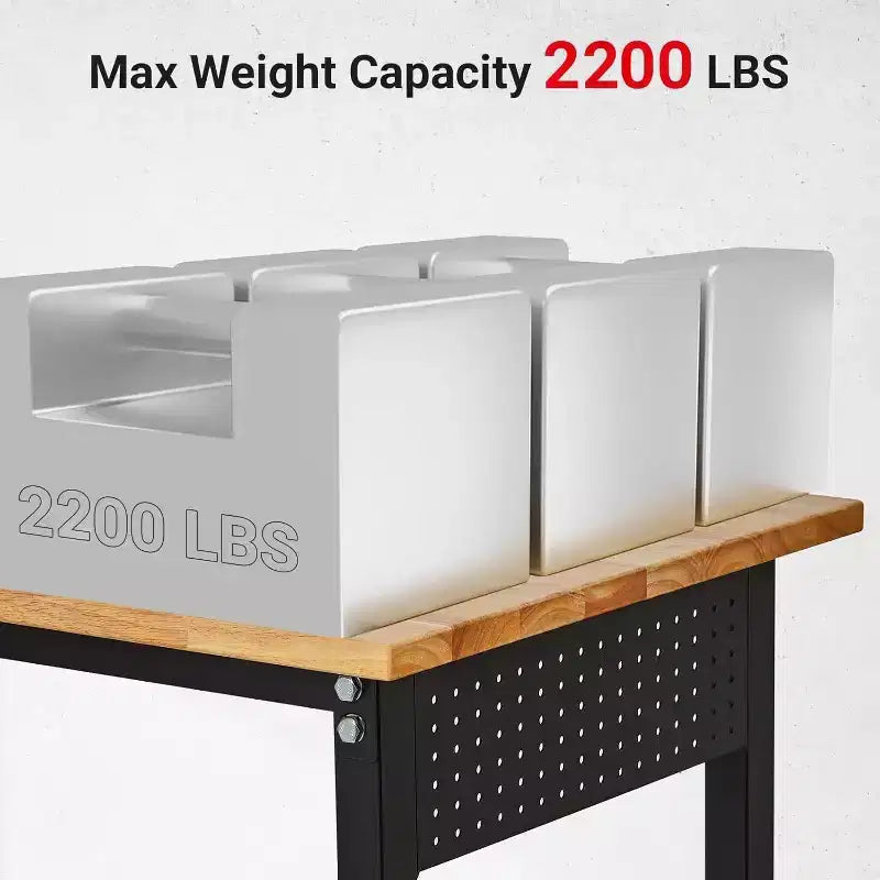 Établi réglable avec prise de courant, table de travail en acier d'une capacité de 1000 kg