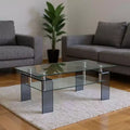 Table basse en verre transparent et noir de 39 pouces avec étagère