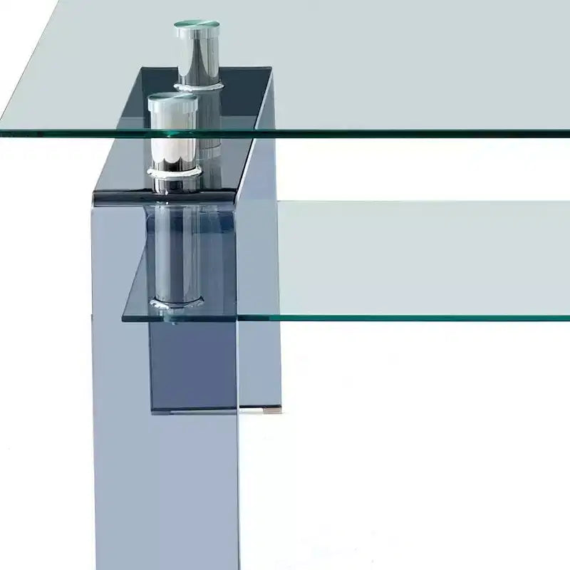 Table basse en verre transparent et noir de 39 pouces avec étagère