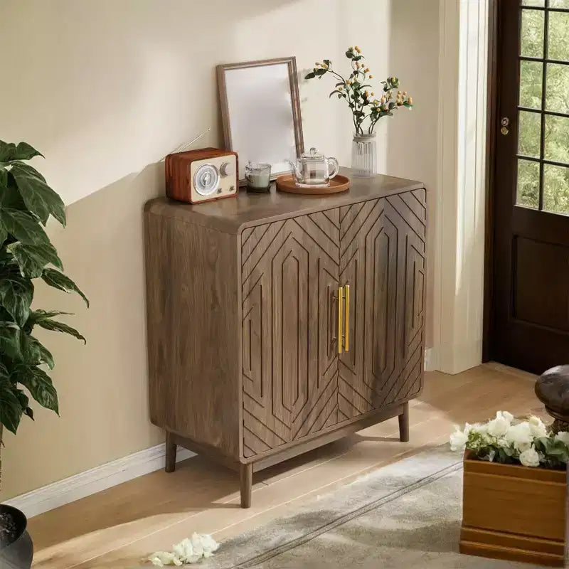 31 pouces Buffet Vaisselier, Meuble de bar à café d'appoint avec étagère réglable, Table console d'entrée, Armoire de sol pour cuisine salon